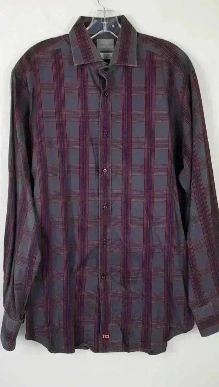 Thomas Dean Button down Size Large 100% Cotton